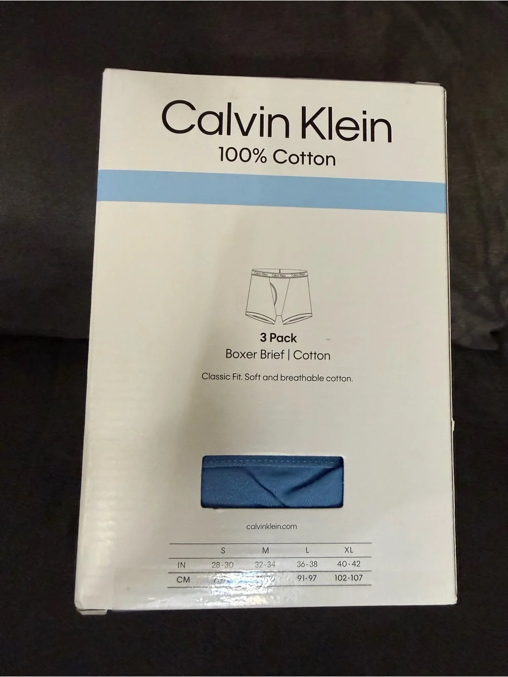 Calvin Klein 3-Pack Classic Fit Boxer Briefs - White & Blue